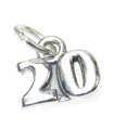 Numer 20 Dwadzieścia sterling silver charms.925 x 1 urodziny charms wieku