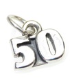 Numer 50 Fifty Sterling Silver Charms. 925 x 1 Urodziny Charms Wiek