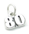 Number 80 Eighty sterling silver charm .925 x 1 Birthday Age charms