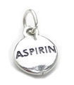 Tablet sterling silver charm .925 x 1 Headache drug Asprin charms