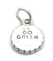 Breloque en argent sterling Go Green .925 x 1 ECO Réutiliser Réduire Recycler les breloques