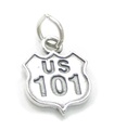 US 101 Sign sterling silver charm .925 x 1 USA America Highway berlocker