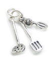 Kochen Küchenutensilien Sterling Silber Charm .925 x 1 Koch Charms