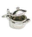 Pot avec breloque en argent sterling avec couvercle .925 x 1 Charmes de pots de cuisine