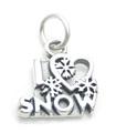 I Love Snow charm i sterling silver .925 x1 Julskidåkning snöande charm