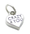 Crazy 4 You Heart charm i sterling silver .925 x 1 för Love heart charms