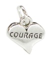 Courage heart sterling silver charm .925 x 1 Strength and Love charms