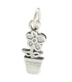 Fleur en pot breloque en argent sterling .925 x 1 Fleurs et pots breloques