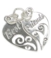 Best Friends sterling silver charm Two Piece Hearts .925 x 1 Friend charms