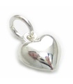 Pequeño colgante de plata esterlina con corazón hueco inflado .925 x 1 encantos de amor