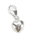 Tiny puffed hollow heart on clip sterling silver charm .925 x 1 Love