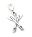 Crossed Oars on hummer clip sterling silver charm .925 x 1 charm