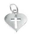 Charm Cuore con Croce in argento sterling .925 x 1 Hearts Crosss charms