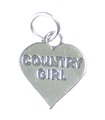 Charm de plata de ley con corazón de niña de campo .925 x 1 Charms de corazones de niñas