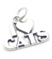 I Love Cats charm i sterling silver .925 x 1 Cat Lover Loving charm