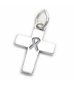 Cruz con cinta de la conciencia Charm de plata esterlina .925 x 1 Memory Healing