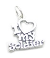 I Love My Soldier sterling silver charm .925 x 1 Armed Forces charms