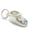 March Birthstone baby shoe sterling silver charm .925 x1 Birthstones