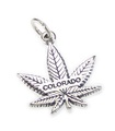 Pendentif à breloque en argent sterling feuille de marijuana du Colorado .925 x 1 feuilles