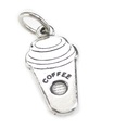 Coffee cup 2D sterling silver charm .925 x 1 Cofee drinks charms