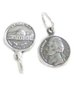 Jefferson Nickel TINY charm i sterlingsilver .925 x 1 Nickels mynt charm