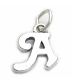 Script Letra A Inicial Charm en plata de primera ley .925 x 1 Charms de letras