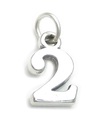 Number 2 Two sterling silver charm .925 x 1 Numbers charms pendants