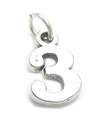 Numero 3 Tre charm in argento sterling .925 x 1 Numbers charms pendenti