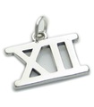 Numero romano numero 12 charm in argento sterling .925 x1 XII numeri charms