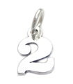 Nummer 2 Charm i sterling silver .925 x 1 Siffror berlocker Stil 6