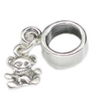 Teddy Bear en argent sterling Dangle Bead charm .925 x1 Perles charms