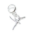 Ballerina KLEINE baumelnde Perle Sterling Silber Charm .925 x 1 Ballett