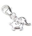 Elephant on 9mm clip small sterling silver charm .925x1 Elephants