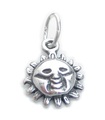 Charm minúsculo Sun Face de plata esterlina .925 x 1 Charms del tiempo y la felicidad