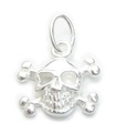 Petite breloque en argent sterling tête de mort et os croisés .925 x 1 breloques Pirates