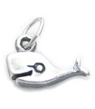 Whale liten charm i 2d sterling silver .925 x 1 Wale Wales Whales berlocker