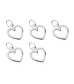 Confezione da 5 ciondoli a cuore piccoli in argento sterling .925 x 1 ciondolo d'amore