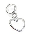 Ciondolo piccolo in argento sterling con perline a forma di cuore .925 x 1 ciondoli con perline di cuori