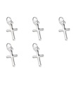 Confezione da 5 croci piccole charms in argento sterling .925 Holy charms