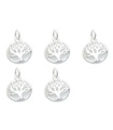 Pack of 5 Tree of Life sterling silver charms .925 Trees charm