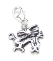 Chinese Dragon 2D on 9mm clip sterling silver charm .925 x1 Lucky