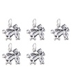 Pack of 5 Dragons 2D sterling silver charms .925 Dragon charms