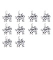 Packung mit 10 Drachen 2D Sterling Silber Charms .925 Drgaon Charms