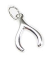 Colgante pequeño de plata de ley Wishbone .925 x 1 Charms Lucky Wishbones