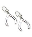 Confezione da 2 piccoli ciondoli Wishbones in argento sterling .925 portafortuna