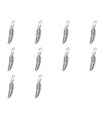 Pack of 10 TINY Feathers sterling silver charms .925 Feather charm