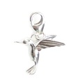 Hummingbird on 9mm clip small sterling silver charm .925 x 1