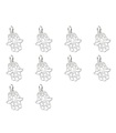 Packung mit 10 Hamsa Hand Sterling Silber Charms .925 Schutz Charm