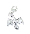 Charm de clip de plata de ley con dragón .925 x 1 Charm de dragones voladores