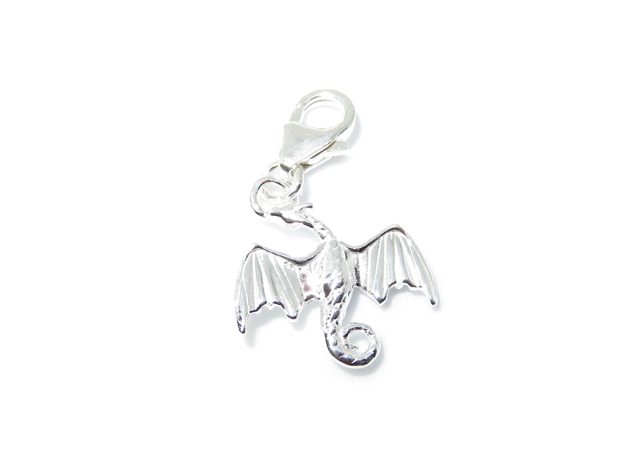 AVBeads Clip-On Charms Dragon Charm 30mm x 15mm Silver JWLCC15107